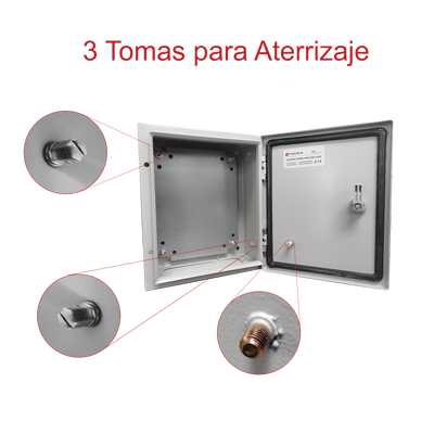 Gabinete de Acero IP66 Uso en Intemperie (400 x 400 x 200 mm) con Placa Trasera Interior de Metal y Compuerta Inferior Atornillable (Incluye Chapa y Llave T).