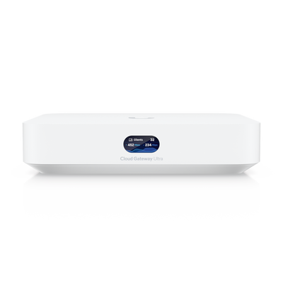 UniFi Cloud Gateway, Router multiWAN para balanceo/failover / Integra UniFi Network para administrar hasta 30 dispositivos UniFi, (1) puerto WAN 1/2.5 GbE y (4) puertos LAN GbE