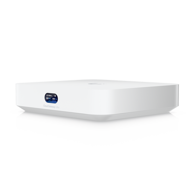 UniFi Cloud Gateway, Router multiWAN para balanceo/failover / Integra UniFi Network para administrar hasta 30 dispositivos UniFi, (1) puerto WAN 1/2.5 GbE y (4) puertos LAN GbE