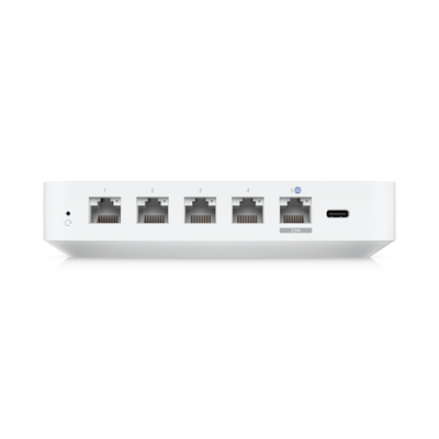 UniFi Cloud Gateway, Router multiWAN para balanceo/failover / Integra UniFi Network para administrar hasta 30 dispositivos UniFi, (1) puerto WAN 1/2.5 GbE y (4) puertos LAN GbE