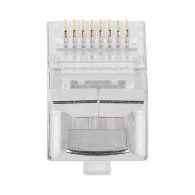 Bote con 100 Piezas de Plug Modular RJ45 Cat6 blindado, chapado de oro a 30 micras para durabilidad extrema SIN PIN DE TIERRA