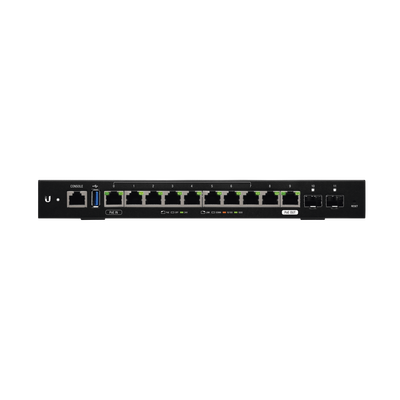 EdgeRouter 12, con 10 puertos 10/100/1000 Mbps + 2 puertos SFP, con funciones avanzadas de ruteo