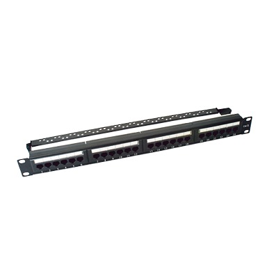 [LP-PP-607] Panel de parcheo de impacto (110) UTP de 24 puertos Cat6, 19in, con barra para organizar cable