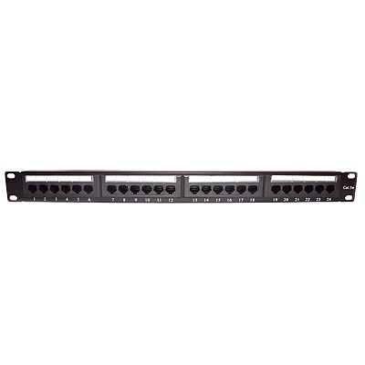 [LP-PP-507] Panel de parcheo de impacto (110) UTP de 24 puertos Cat5e, 19in con barra para organizar cable